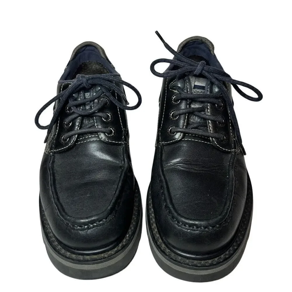 Tommy Hilfiger Size 8.5 Men Black Leather y2k Vintage Lace-Up Work Oxford Shoes